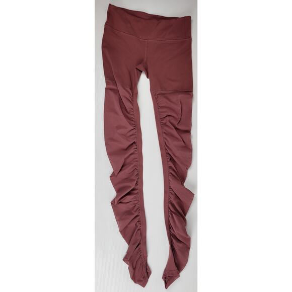 Alo Yoga Womens Small Goddess Ruched Mauve Dusty Pink Mesh Legging Athletic Gym - Picture 1 of 8